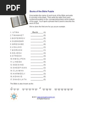 Books Of The Bible Unscramble