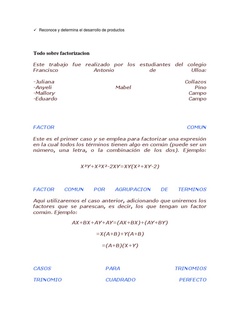 Todo Sobre Factorizacion Pdf Factorización Notación Matemática