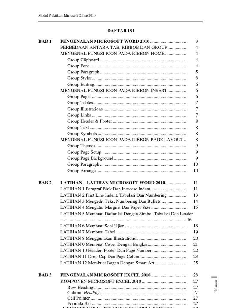 Modul Praktikum Microsoft Office 2010 | PDF | Teknologi & Rekayasa