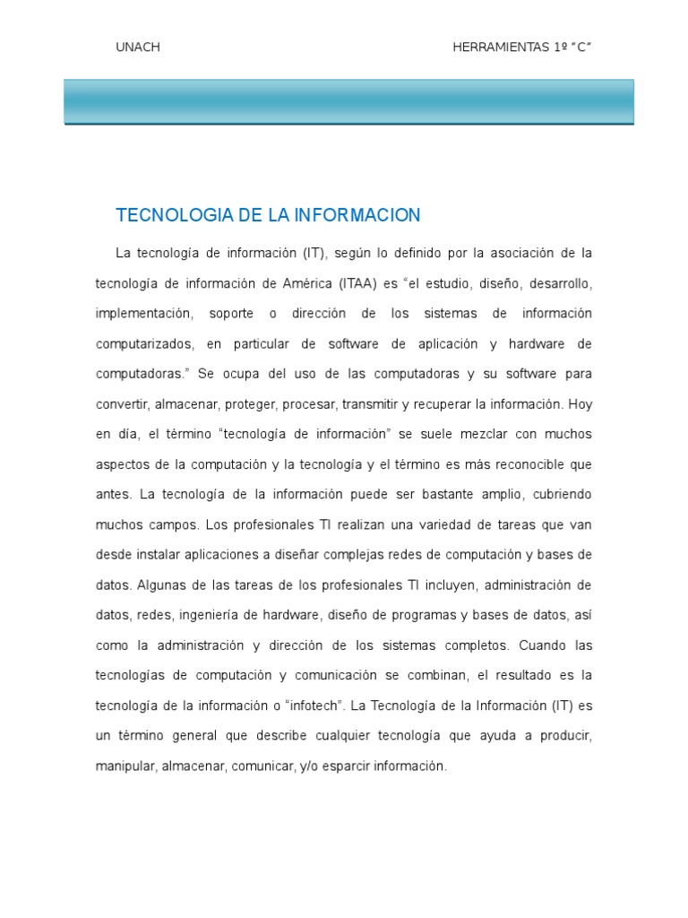 Tecnologia de La Informacion | Descargar gratis PDF | Tecnologías de la ...