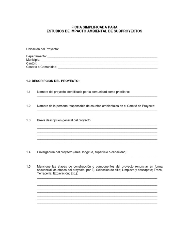 Ficha para Estudios de Impacto Ambiental | PDF | Contaminación | Los ...
