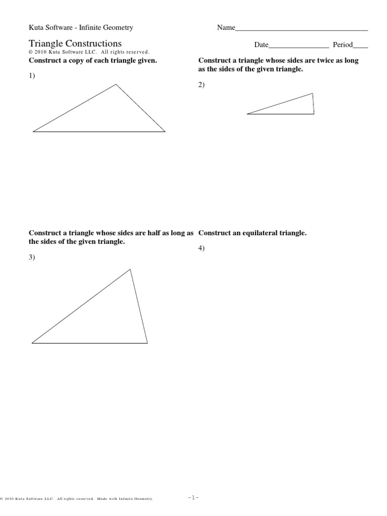 Triangle Construction Worksheet | PDF | Triangle | Elementary Mathematics