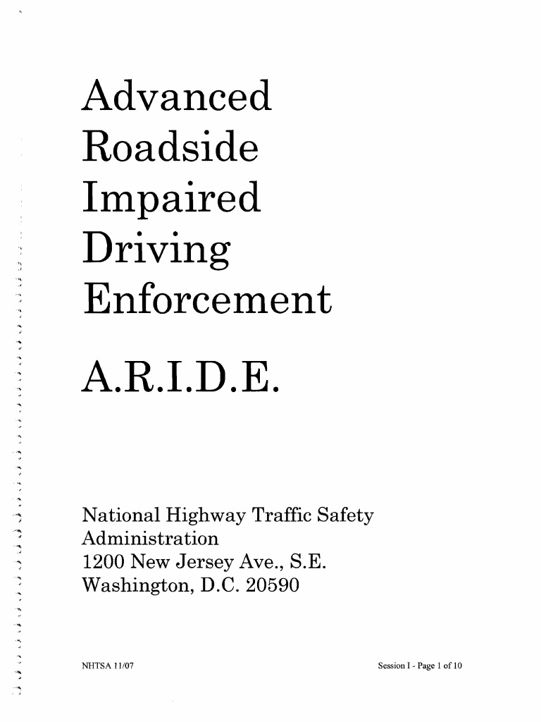 2007 Nhtsa Aride Manual | Driving Under The Influence | Drunk Driving
