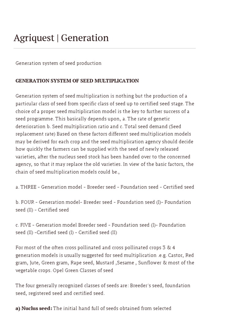 Seed Multiplication Systems Explained | PDF | Seed | Plant Breeding