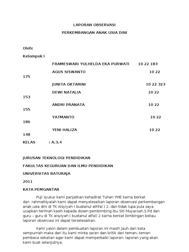 Laporan Observasi All Aspek
