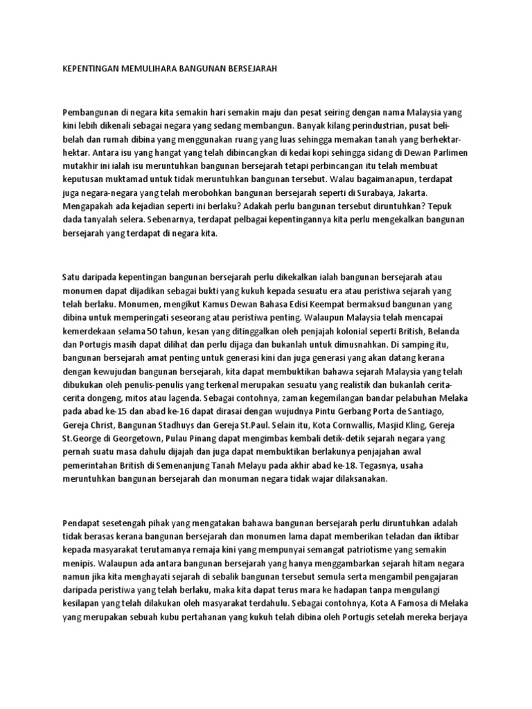 Kepentingan Memulihara Bangunan Bersejarah