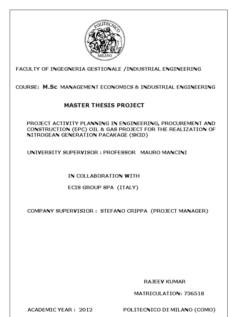 EPC Project Planning for Nitrogean Skid | PDF | Petroleum | Natural Gas