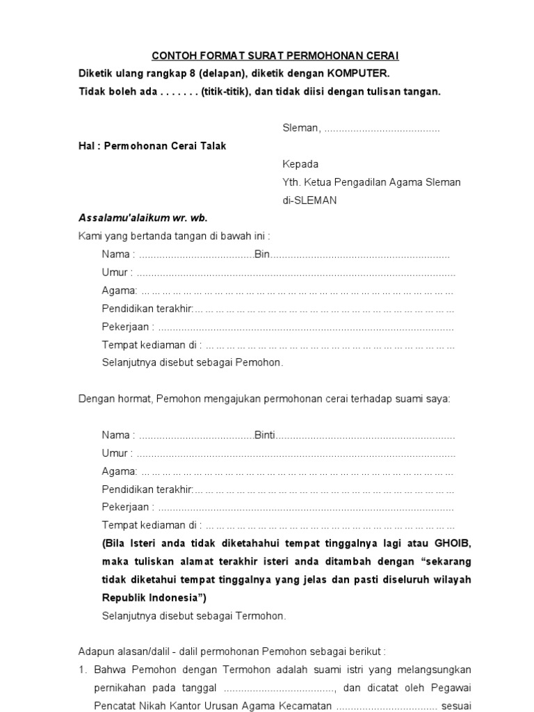 Contoh Surat Cerai Asli Nusagates