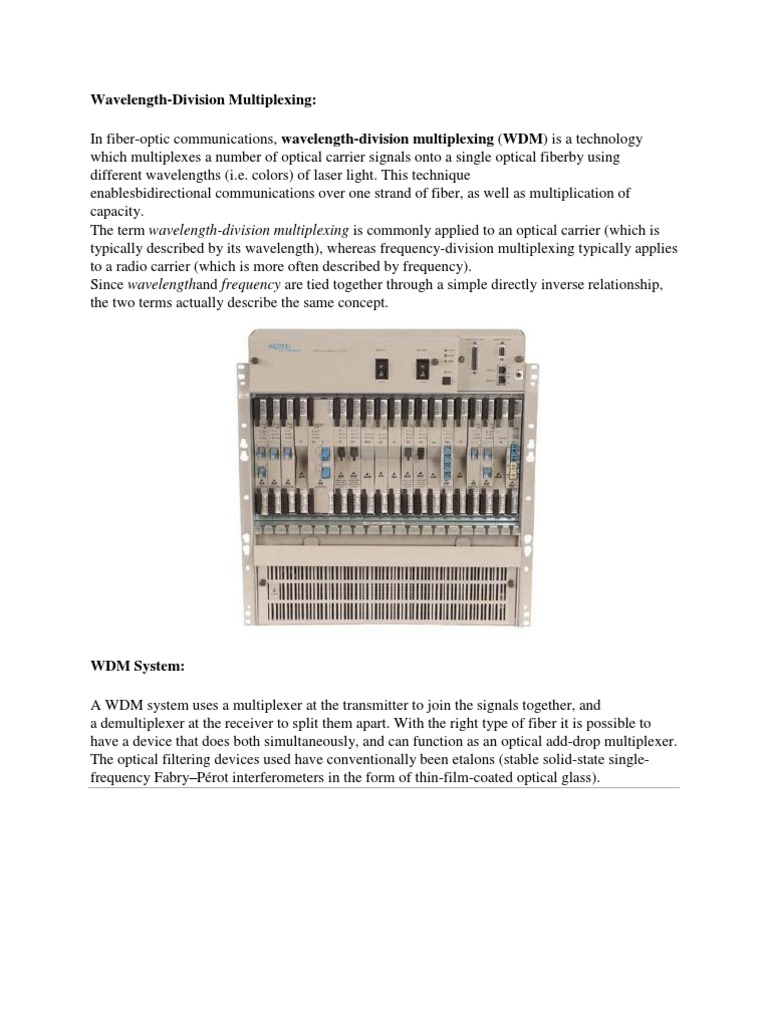 The Wavelength PDF Wavelength Division Multiplexing Computer Networking