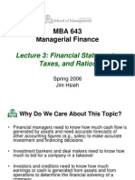 MBA 643 Managerial Finance: Lecture 3: Financial Statements, Taxes, and Ratios