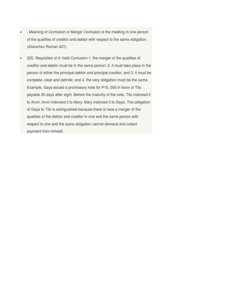 Confusion of Creditor and Debtor Roles | PDF