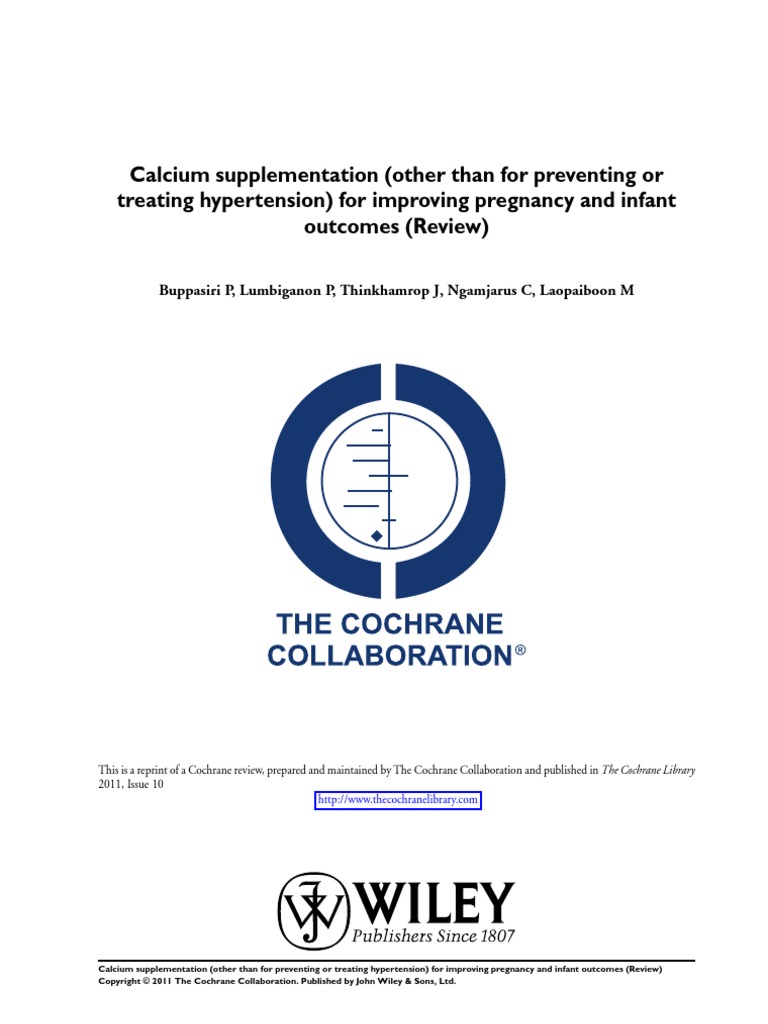 Calcium Supplementaton For Improving Pregnancy and Infant Outcomes | PDF