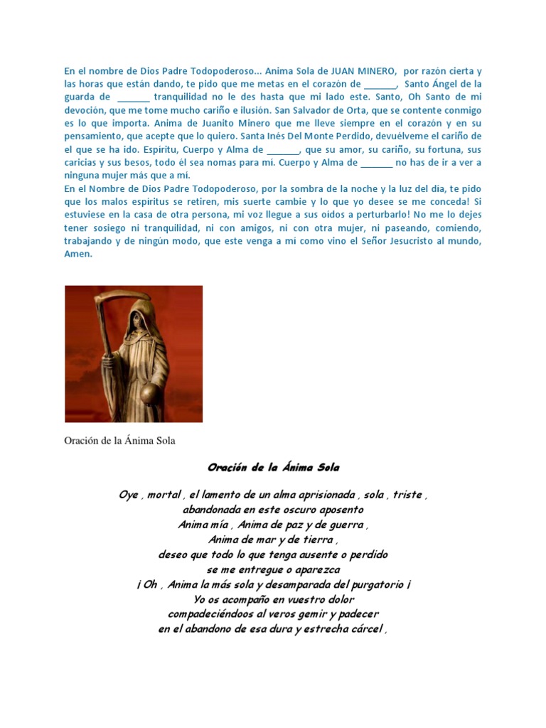 Anima Sola de Juan Minero | PDF | Purgatorio | orador del Señor