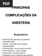 PRINCIPAIS COMPLICAÇÕES DA ANESTESIA