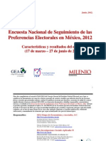 Seguimiento diario de las preferencias para la Presidencia de la República para Milenio (marzo-junio de 2012)