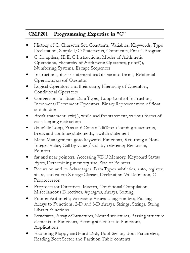 CMP201: Mastering C Programming | PDF | C (Programming Language ...