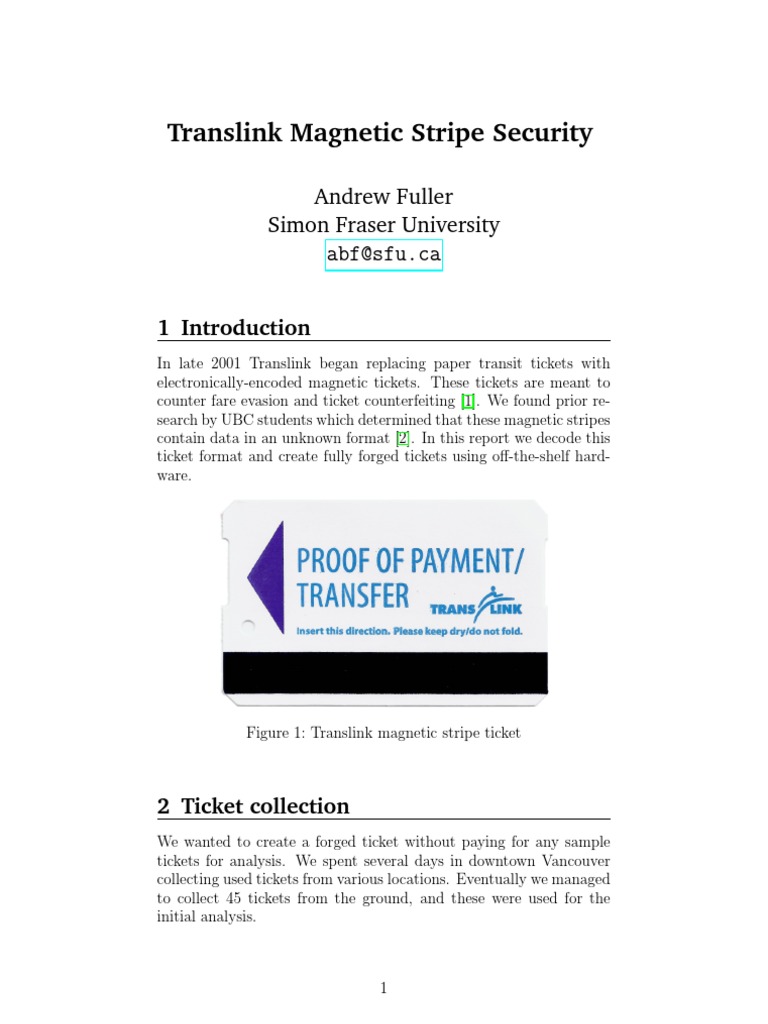 Translink Magnetic Stripe Security | PDF | Computer Data | Computing