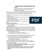 PROIECTAREA ACTIVITATILOR DIDACTICE