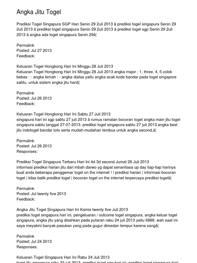 Togel Angka Keluar Sgp Toto
, Angka Jitu Togel