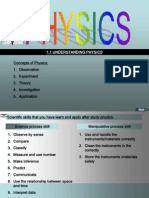 1.1 Understanding Physics: Concepts of Physics: 1. Observation 2. Experiment 3. Theory 4. Investigation 5. Application