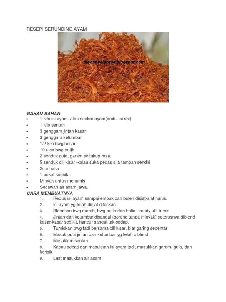 Resepi Serunding Ayam Pdf