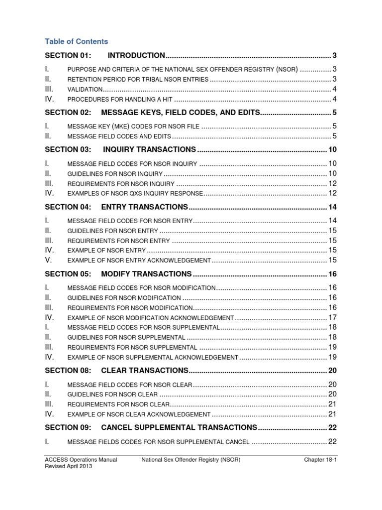 NSOR Operations Manual Overview | PDF | Criminal Record | Sex Offender