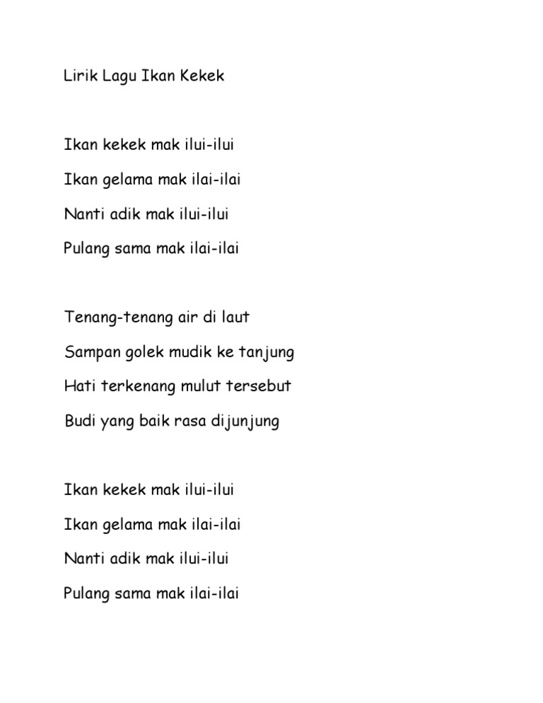 Lirik Lagu Ikan Kekek Pdf