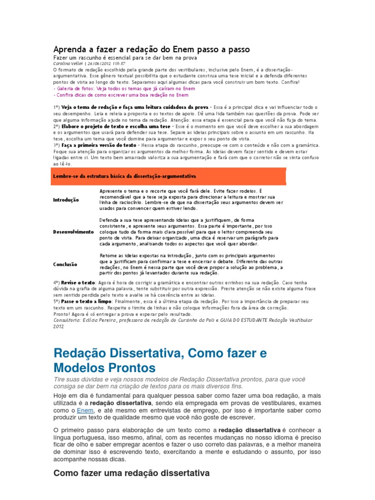 Como Fazer Uma Redação Dissertativa Exemplos