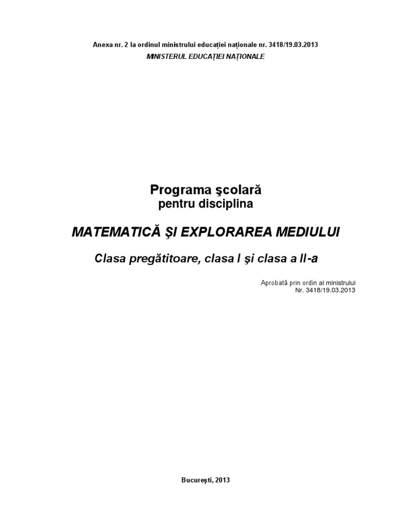 Programa 351 Colar 259 Pentru Disciplina Matematic 258 350 I Explorarea