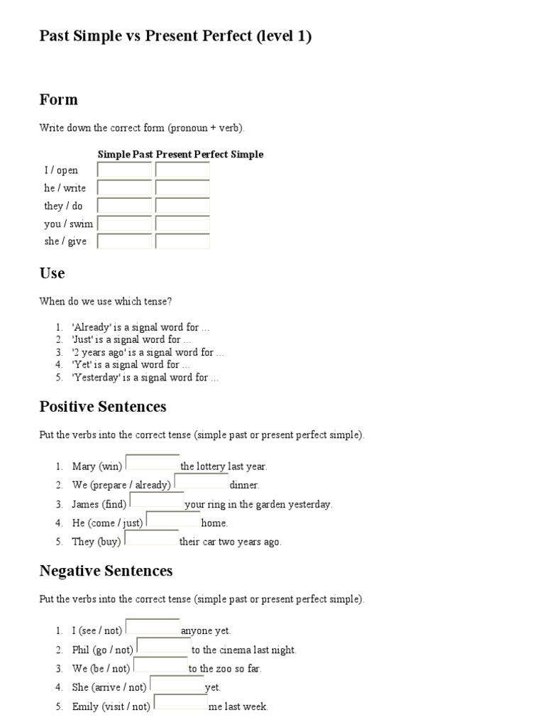 Past Simple vs Present Perfect Guide | PDF