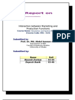 The Report On ....................... .: Interaction Between Marketing and Production Functions
