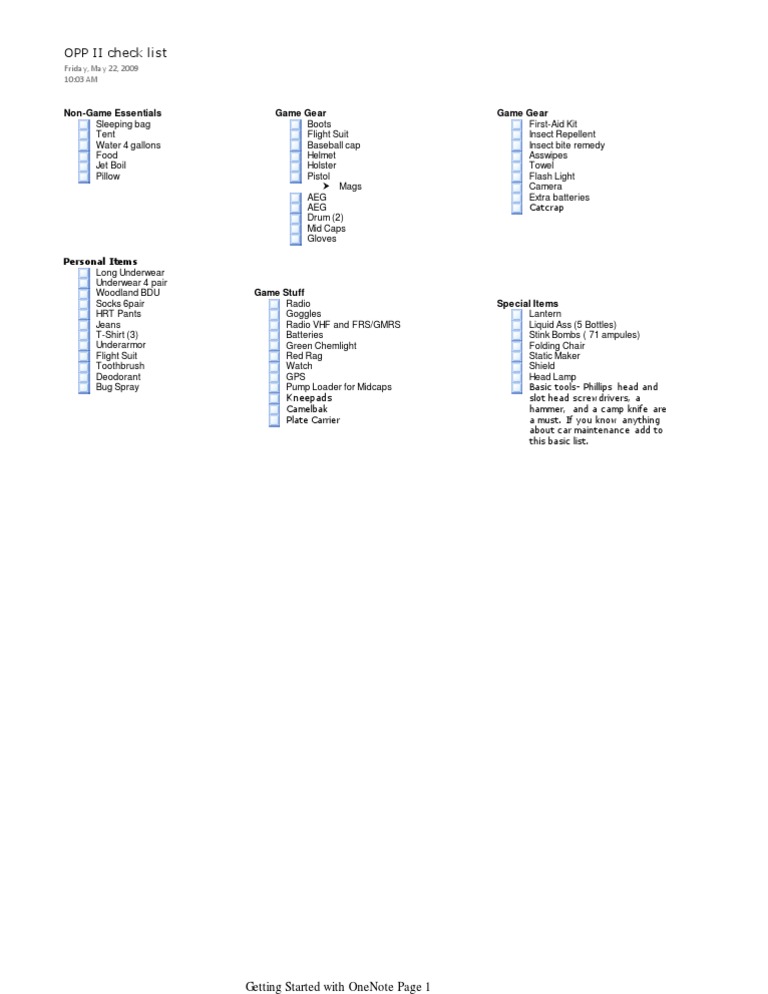 OPP II Checklist | PDF