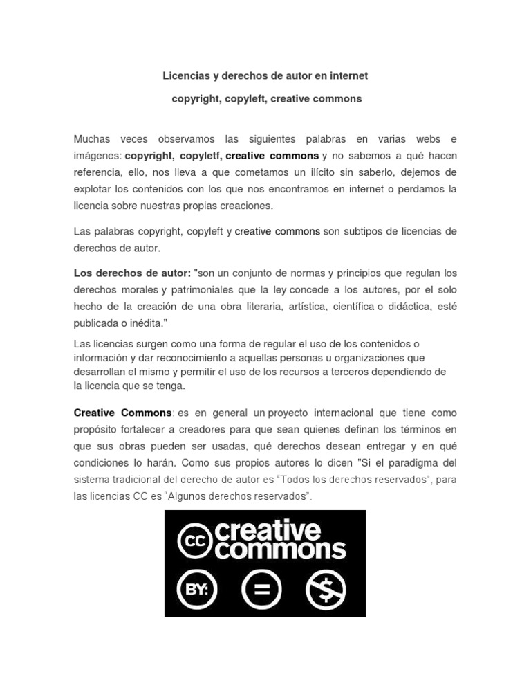 Licencias y Derechos de Autor en Internet | PDF | Derecho | Informática