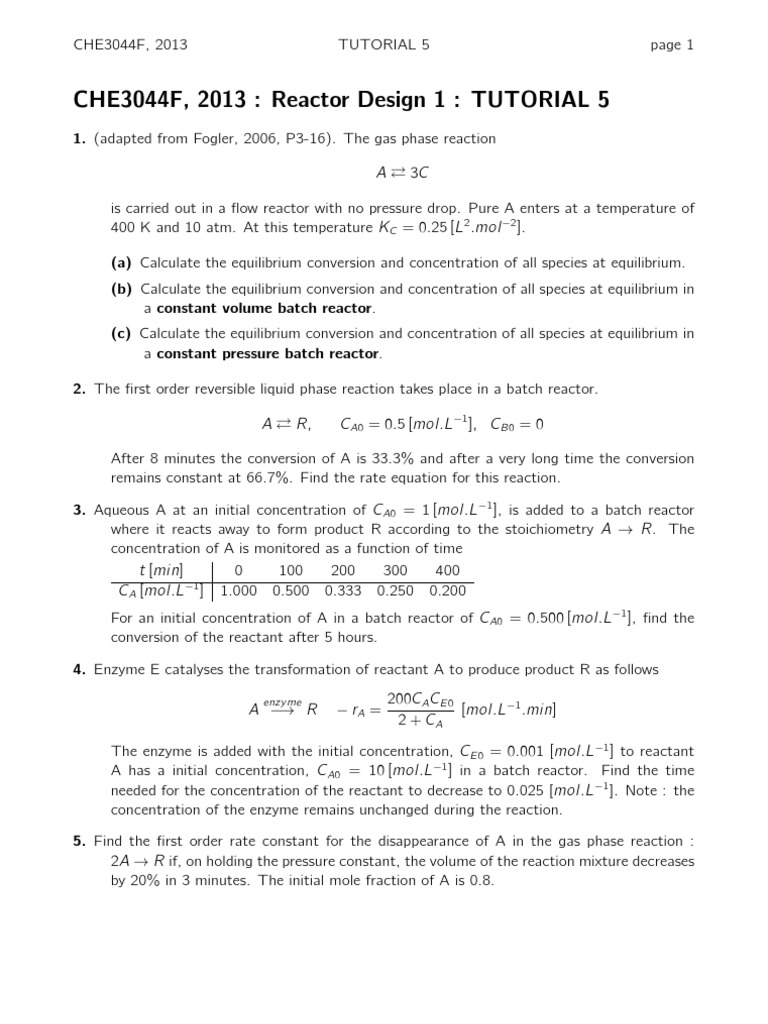 Kinetics Of Gas And Liquid Phase Reactions Determining Rate Equations
