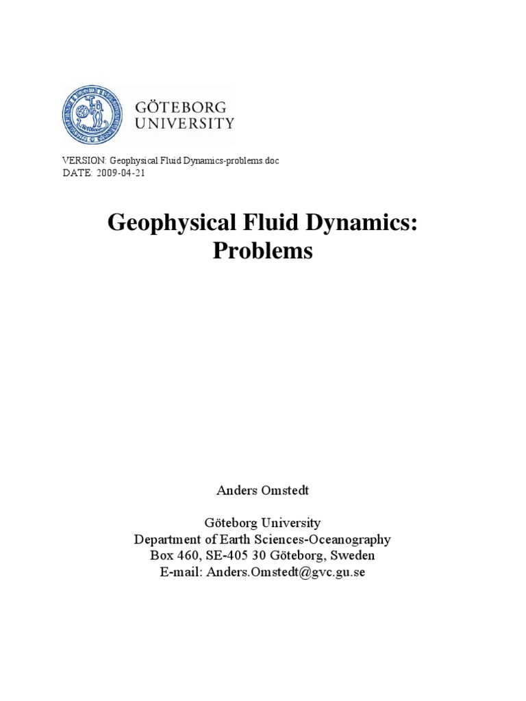 Geophysical Fluid Dynamics-Problems 2009, PDF, Greenhouse Effect