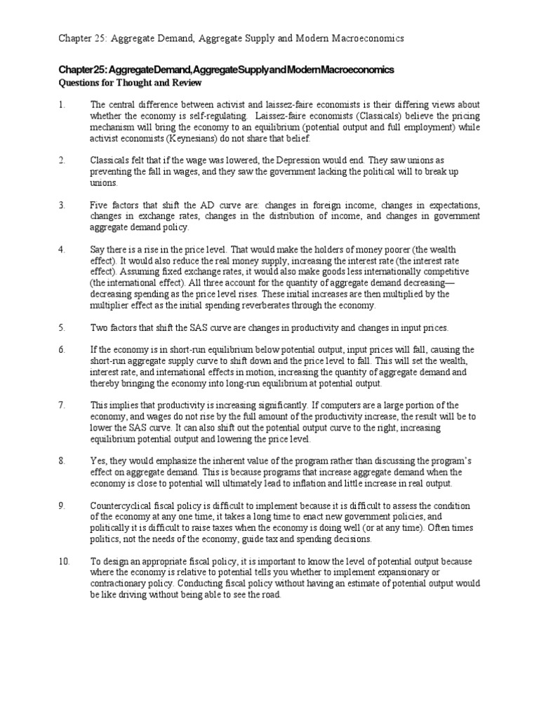 Aggregate Demand and Supply Dynamics | PDF | Fiscal Multiplier ...