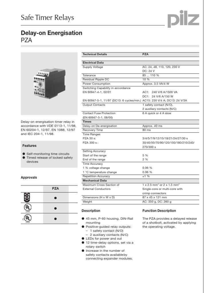 Delay-on Timer Relay Specifications | PDF | Relay | Switch