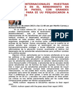 PRUEBAS INTERNACIONALES MUESTRAN DIFERENCIAS EN EL RENDIMIENTO EN TODOS LOS PAÍSES