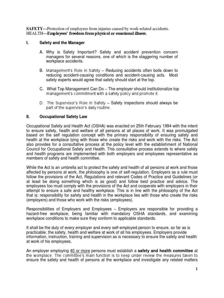 OSHA Compliance and Workplace Safety | PDF | Occupational Safety And ...