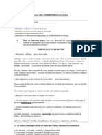 Guía de comprensión lectora con preguntas sobre textos