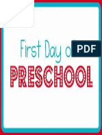 First Day of Preschool Photo Sign