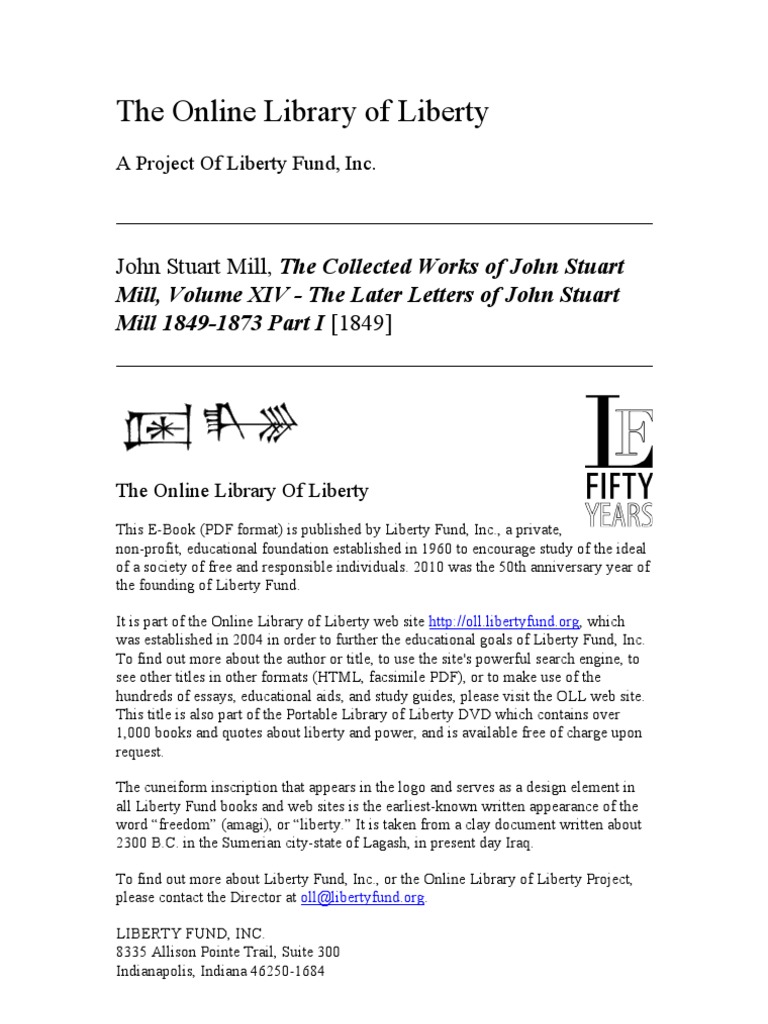 The Online Library Of Liberty John Stuart Mill The Collected Works Of John Stuart John Stuart Mill Libraries