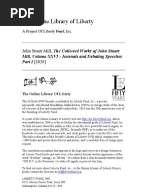 Ingles Stuart Mill Volume 26 Journals And Debating Speeches Part I 10 Pdf John Stuart Mill Libraries