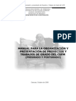 Manual organización presentación trabajos grado CUFM