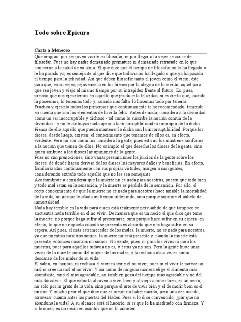 Todo Sobre Epicuro | PDF | Placer | Felicidad