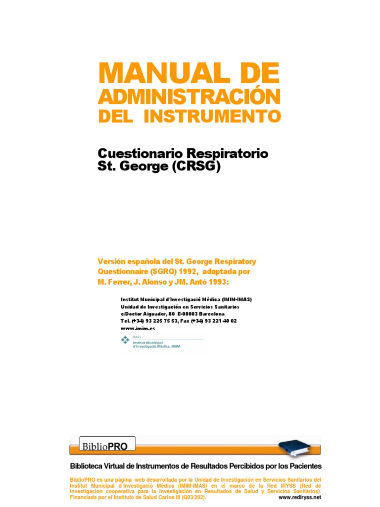 Cuestionario Respiratorio ST George | PDF | Cuestionario | Sistema ...