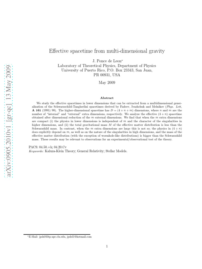 Effective Spacetime From Multi-Dimensional Gravity | PDF | Dimension ...