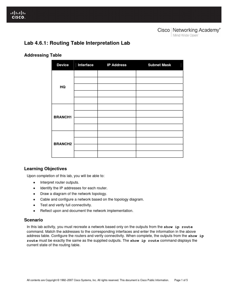 Lab4 6 1 PDF | PDF | Router (Computing) | Routing
