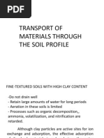 Transport of Materials Through The Soil Profile