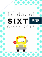 First Day of School Printable - Sixth